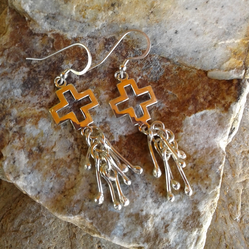Sterling Silver Cross EARRINGS with dangles